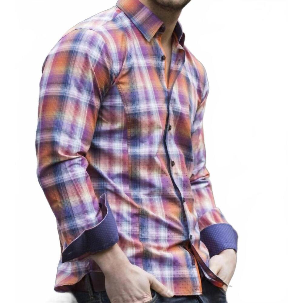 NEW EIGHT X jacquard slim fit shirt in bordeaux